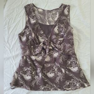 LOFT Mauve Floral Sleeveless Blouse